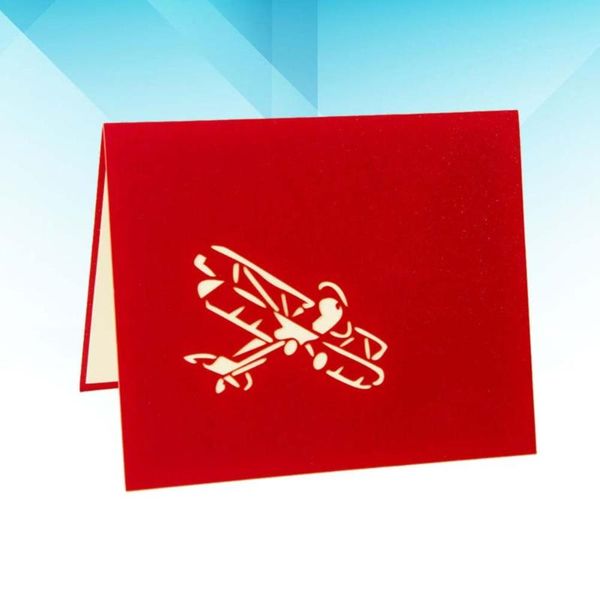 

1pc 3d greeting creative message airplane model shape design for friends (red) cards