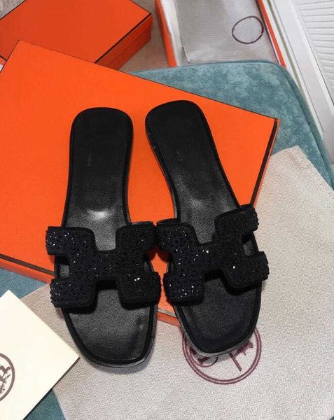 

2021 spring and summer women pointed heel slippers fashion size 35-43 comfortable with box dust bag#a0257 zlh, Black