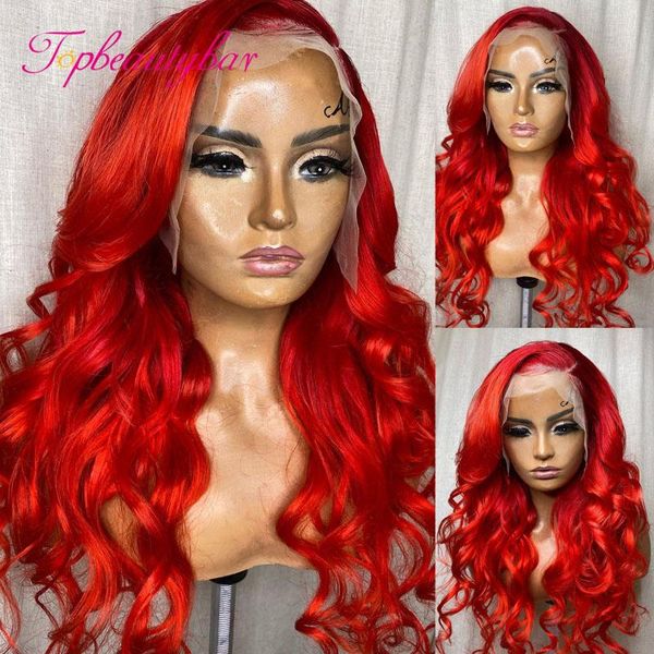 

red 13x4 lace front human hair wigs for women wavy wig remy preplucked 180 density brazilian frontal, Black;brown