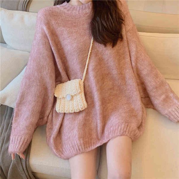 

Women's Sweaters Ins net red models autumn and winter loose high quality alpaca long sweater girl wind wild women O1P7, White;black