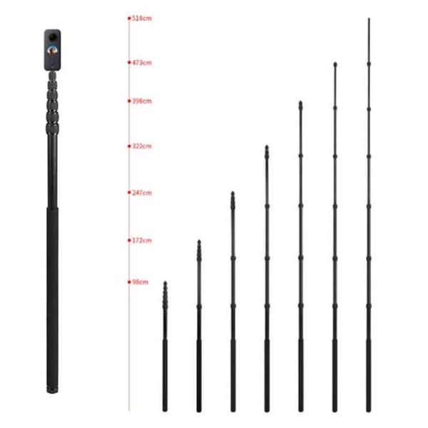 

selfie monopods 3m 5m stick aluminum alloy monopod adjustable pography long for insta360 camera