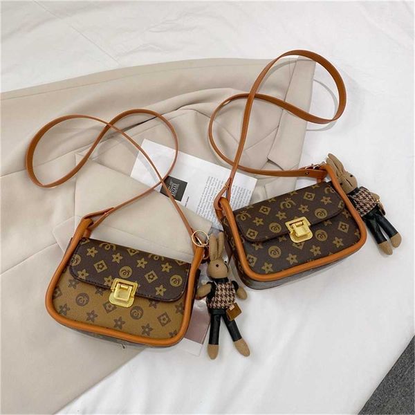 

fashion versatile baby girls one shoulder bag designers letters printed cute bunny messenger bags casual outdoor travel handbag wallet pu cr, Black
