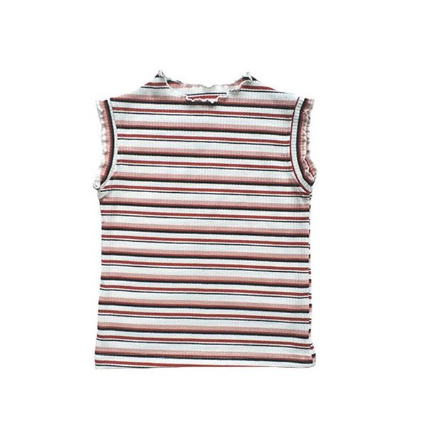 

vest wlg girls kids summer striped cotton vests baby girl casual all match for 2-7 years, Blue
