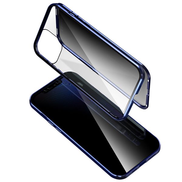

magnetic case privacy metal phone cases for iphone 12 pro max 12mini coque 360 magnet prevent-peeping cover