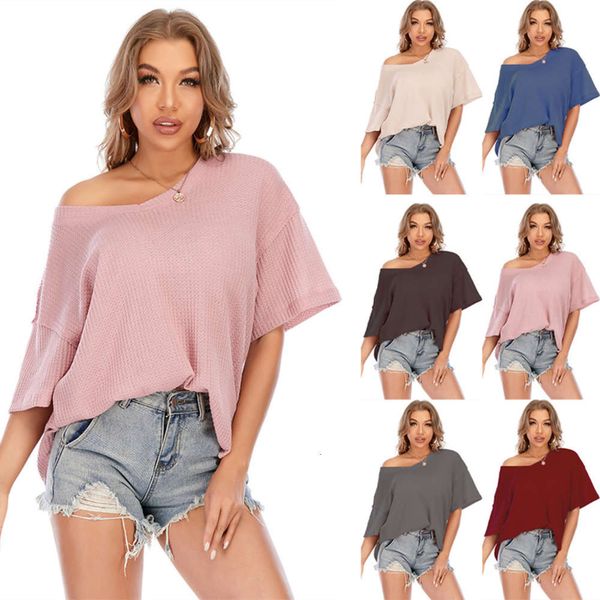 

2021 new women's wear waffle knitted v-neck bat sleeve loose t-shirt for women, Black;gray