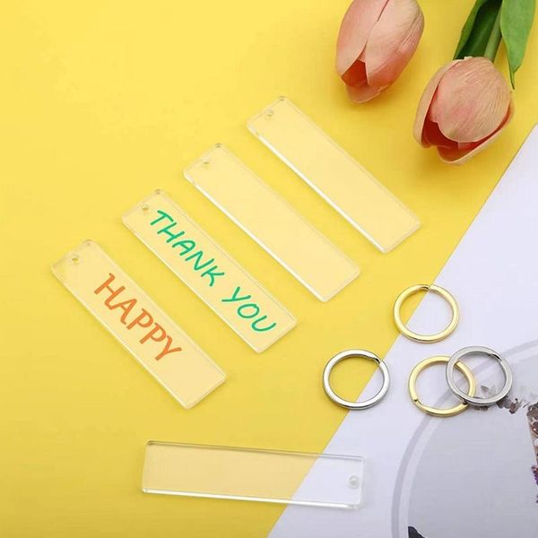 

keychains 40pieces blanks song key chain acrylic blank transparent discs, Silver