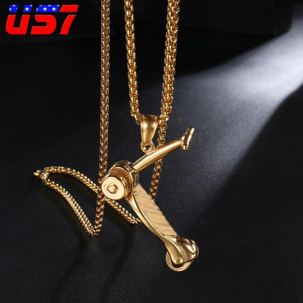 

pendant necklaces us7 scooter & pendants men stainless steel sporty rock skateboards necklace for women street jewelry fashion gift, Silver