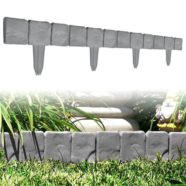 

fencing, trellis & gates plastic t-shape lawn boarder fence cobbled stone effect hammer-in garden edging d1