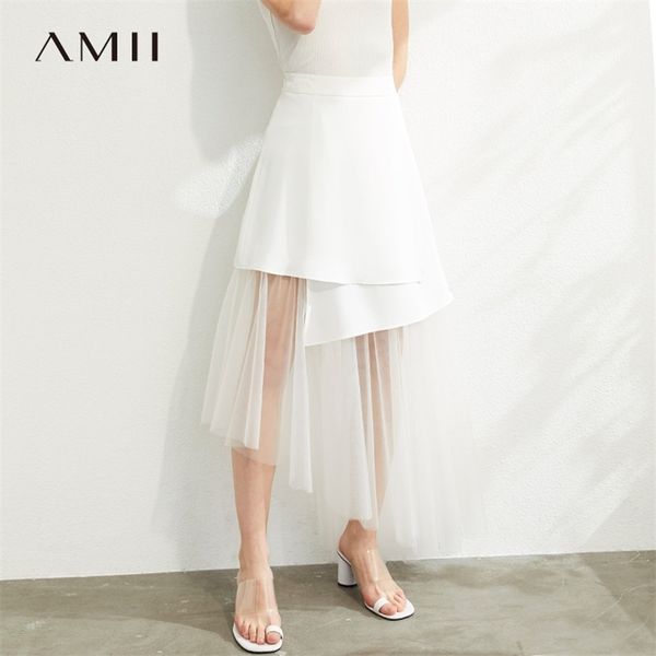 

minimalism spring summer fashion design lace women skirt causal high waist loose aline irregular hem female 12040282 210527, Black