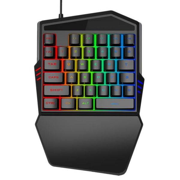 

one-handed keyboard rgb gaming 35 keys led left hand mini keypad for mobile game keyboards