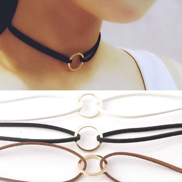 

chokers retro short necklace chain fashion deer leather rope female accessories decorative jewelry, Golden;silver