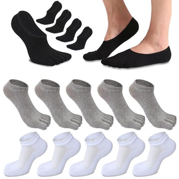 

men's socks mens toe 5 pairs cotton low cut finger breathable soft ankle calcetines transpirables hombre size 37-43cm, Black