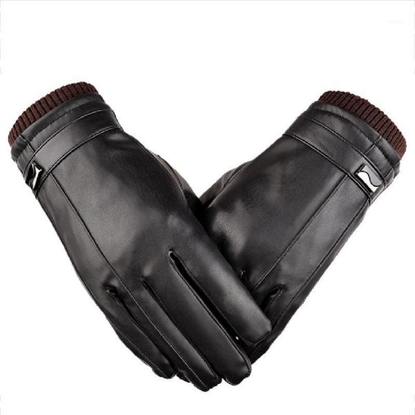 

cycling gloves leather black touch screen riding men winter warm mittens 20211