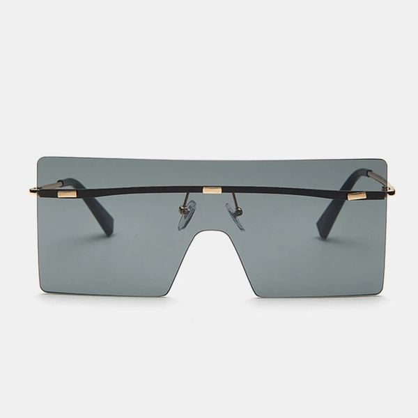 

gradient color square frameless fashion cool uv protection sunglasses, Black