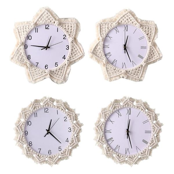 

macrame woven wall clock diy hanging clocks creative art home decor