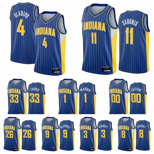 

ncaa men victor 4 oladipo domantas 11 sabonis myles 33 turner 2020/21 swingman city basketball jersey blue icon edition, Black