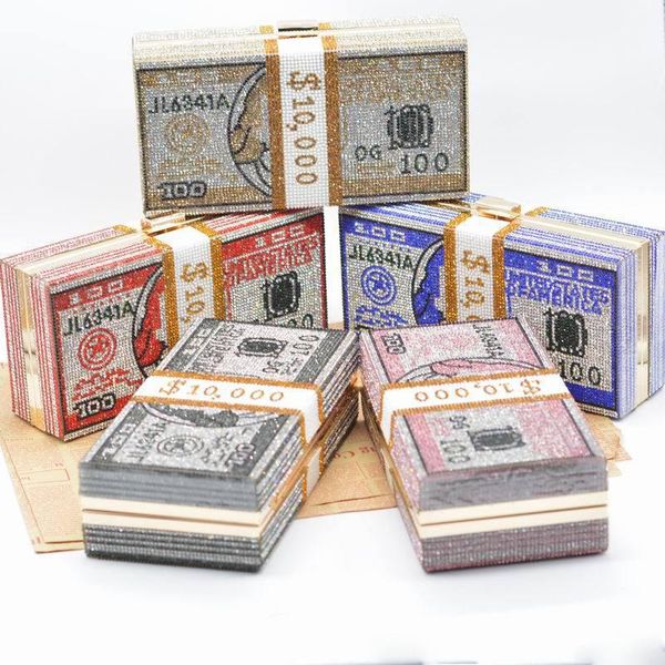 

evening bags fashion bling rhinestone crystal dollar clutches wedding diamond money women clutch purse