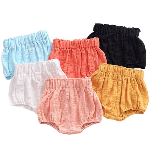 

0 5y kawaii newborn baby bloomers shorts pp pants cotton linen triangle solid dot striped girls summer trousers, Black