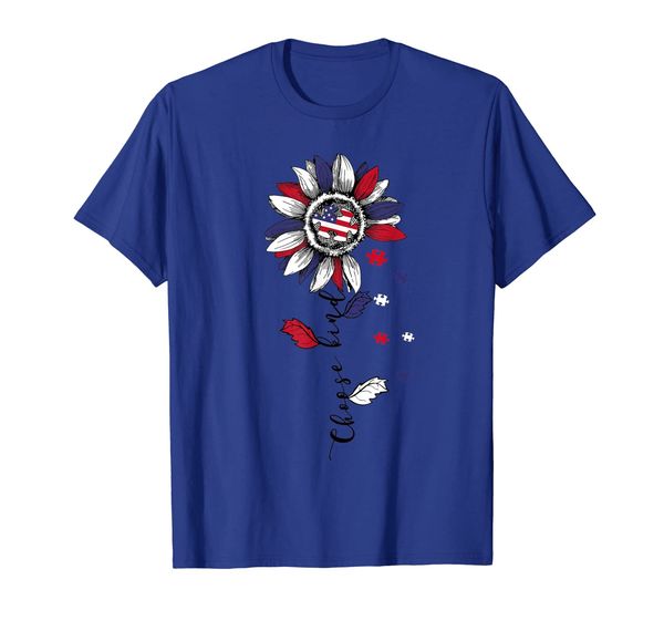 

choose kind sunflower autism awareness 4th of july shirt, White;black