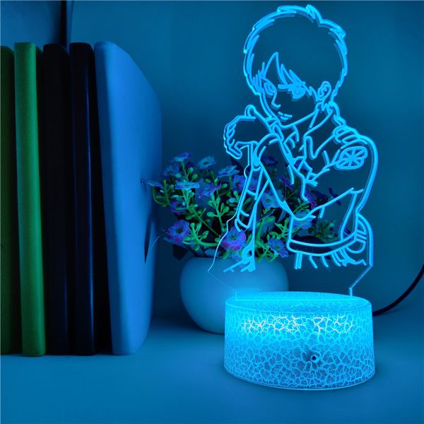 

3d illusion night light led nightlight touch switch attack on titan eren jaeger giant figure desk lamp bedroom decor kids anime gift