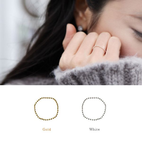 

simple s925 silver buddha chain fashion women's round bead joint tail ring, Black