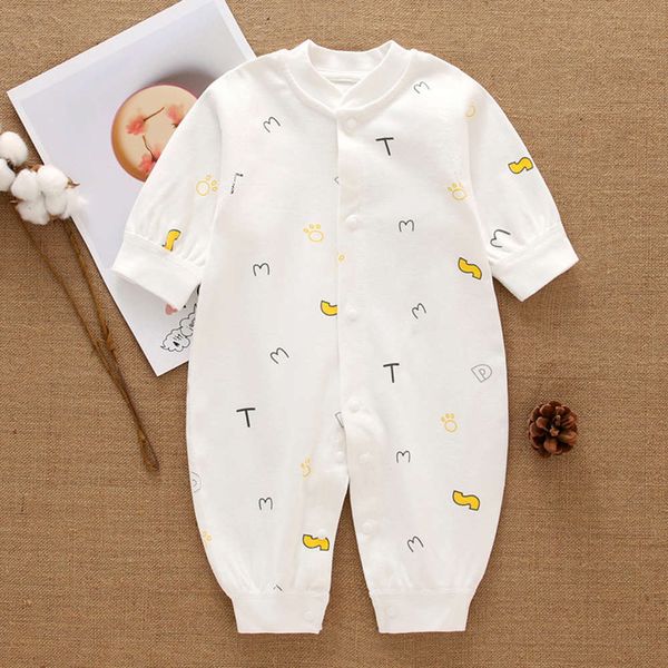 

baby bodysuit pure cotton boneless born clothes baby hatching creeping pajamas, White