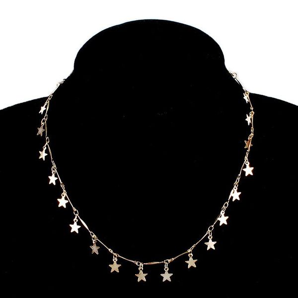 

chokers stars tassel necklace female necklaces for women gold silver color fashion jewelry kettingen voor vrouwen, Golden;silver