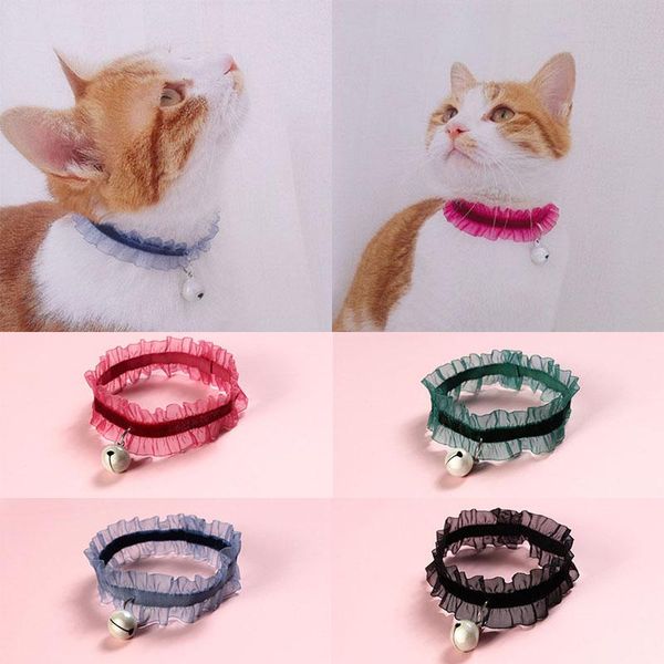 

cat collars & leads lace pet collar with bell sweet supply neck ring elasticity velvet strap necklace cute
