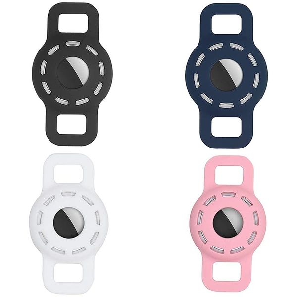 

cat collars & leads protective case compatible for airtag 2021, 4 pack silicone dog collar pet loop holder, lightweight anti-scratch