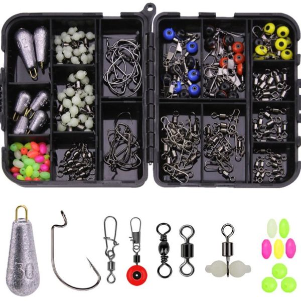 

fishing accessories 2021 177 pcs kit set with tackle box jig beans floats ser hooks beads swivels