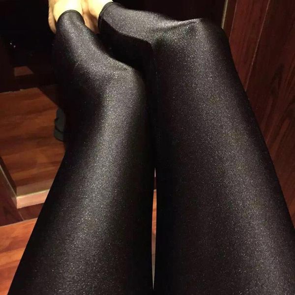 

women's leggings selling glossy thickening ninth pants spring autumn winter springy show thin pencil pearly lustre conspicuous legging, Black