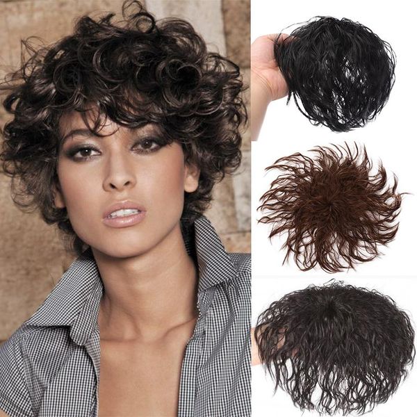 

synthetic wigs pageup short wave human hair er with bangs clip in black brown natural fake pieces for women