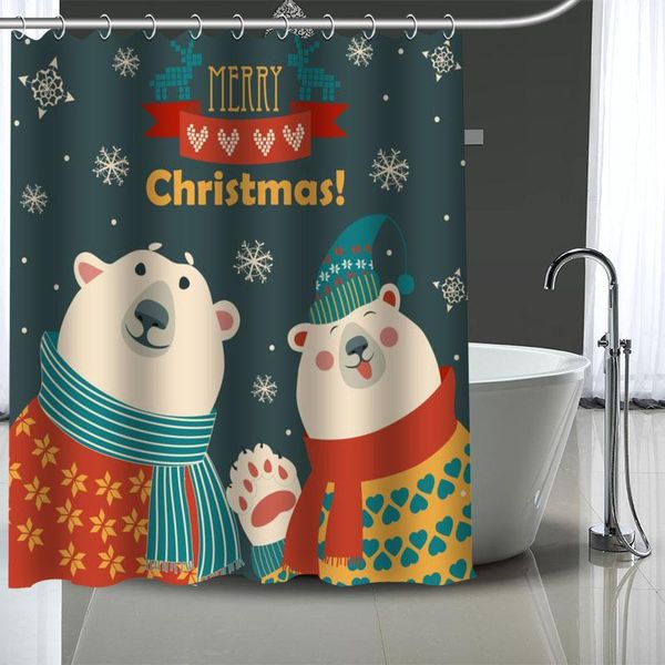 

custom christmas bear art shower curtains bath products bathroom decor waterproof polyester with 12 pcs hooks