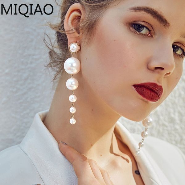 

dangle creative minimalistic size faux pearl long earrings female wild hipster atmospheric stud pear women's gifts, Silver