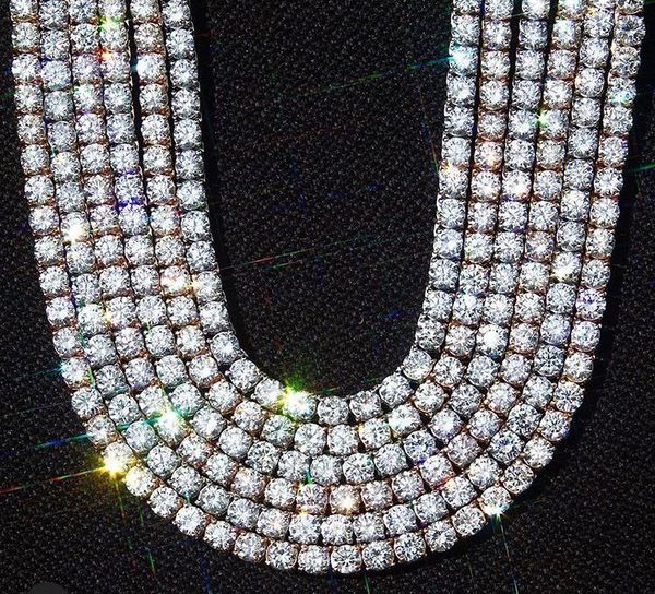 

rillz 5mm iced out bling aaa zircon 1 row tennis chain necklace men hip hop jewelry dropshipping, Silver