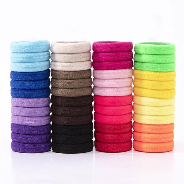 

50pcs/pack women girls colorful nylon elastic hair bands ponytail holder rubber scrunchie headband accessories, Slivery;white