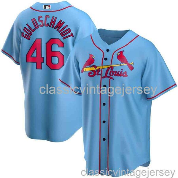 Paul Goldschmidt # 46 Maglia da baseball AOP azzurra XS-6XL Maglia da baseball da uomo donna giovanile cucita