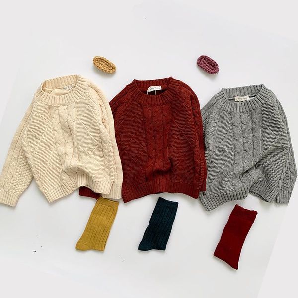 

pullover autumn baby girl boys clothes cotton pure color sweater winter warm children clothing long sleeve pollover kids ins style, Blue