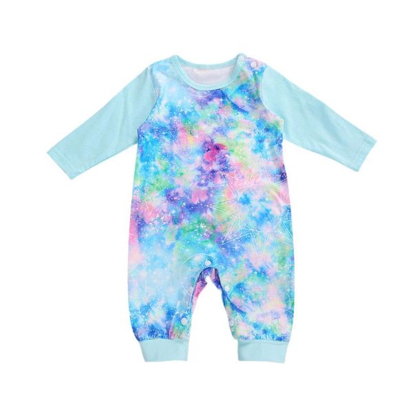 

jumpsuits 3colors baby long sleeve tie-dye print romper fashion for infant girls boys, Blue