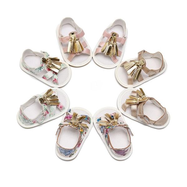 

summer kids shoes infant baby girls pu sandals princess tassel design rubber sole anit-slip first walkers, Black;red