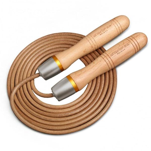 

jump ropes metal bearing adjustable wooden handle faux leather rope counting skipping jumping wire workout equipments