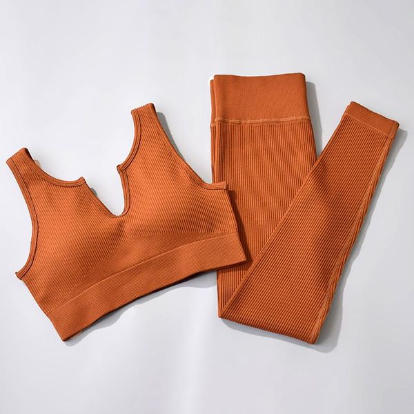 

yoga outfit woman clothing sport suits set gym lingerie sports bra workout ribbed leggings for fitness wear