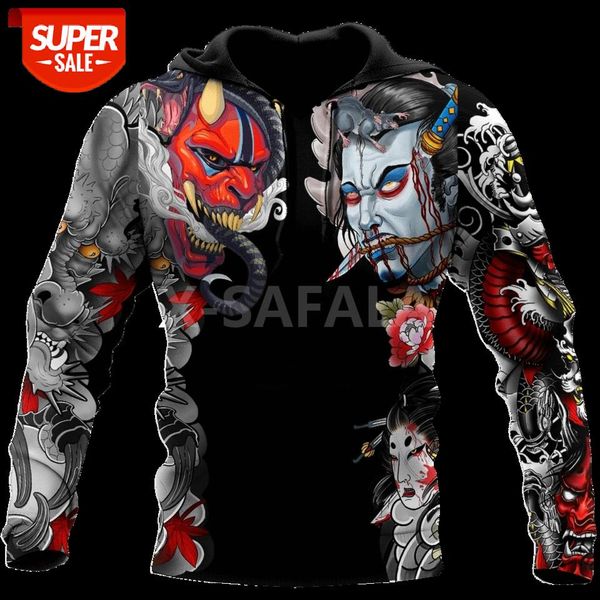 

japanese samurai tattoo 3d all print size xs-7xl hoodie man women harajuku outwear zipper pullover sweatshirt casual #yv8l, Black