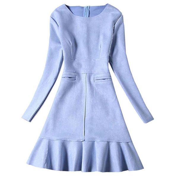 

casual dresses winter women suede dress long sleeve pink nice spring fashion party womens faux slim vestidos robe femme, Black;gray