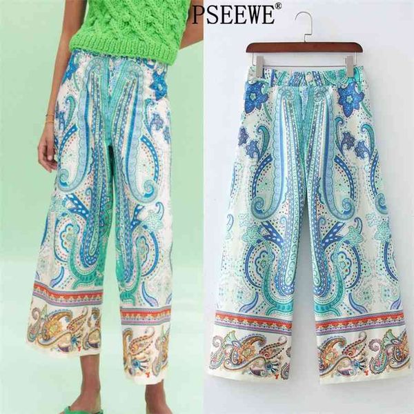 

vintage print wide leg pants women high waist summer woman trousers fashion button front zip casual loose 210519, Black;white