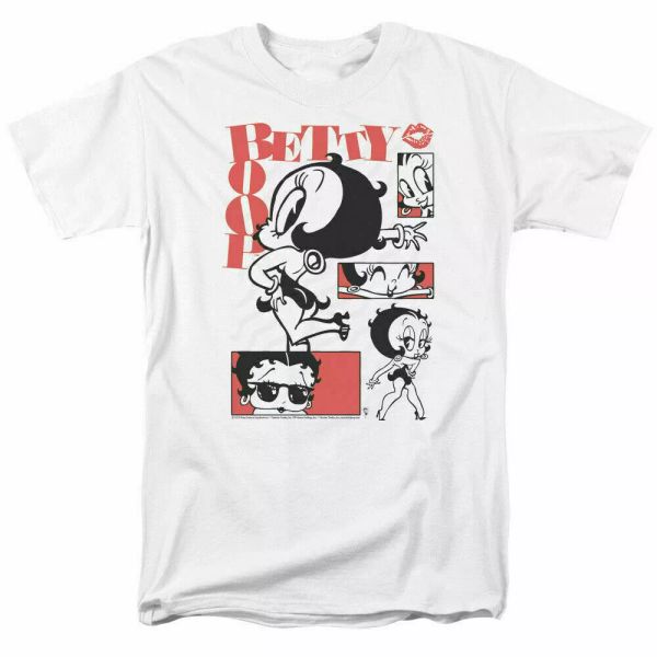 

betty boop styling snaps t shirt mens licensed cartoon merchandise white, White;black