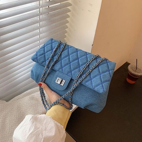 

evening bags lingge chain one-shoulder all-match bag 2021 brand trendy fashion messenger denim small square