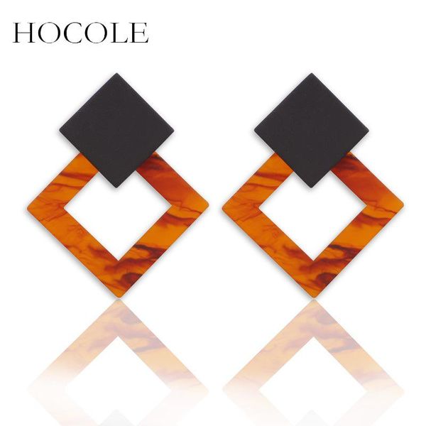 

dangle & chandelier hocole korean temperament hollow square blooming drop earrings coffee gray geometry acrylic pendientes for women wedding, Silver