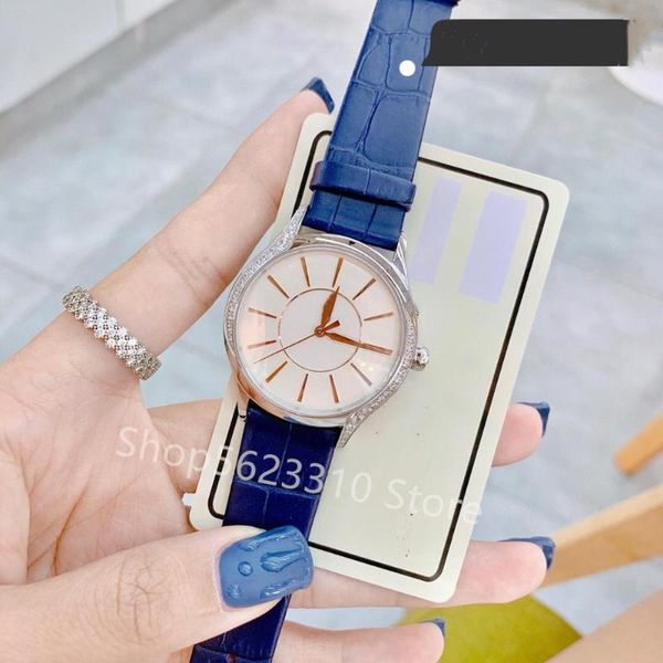 

wristwatches fashion design crystal sun watch lady genuine leather quartz wristwatch waterproof clock luxury women mother of pearl dial, Slivery;brown