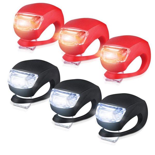 

silicone light bike lamp, 6 pcs led set (3x white & 3x red light) for mountainbikes cam lights